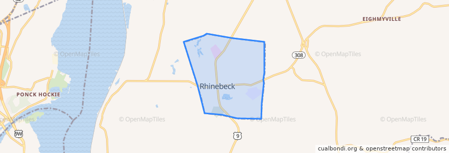 Mapa de ubicacion de Rhinebeck.