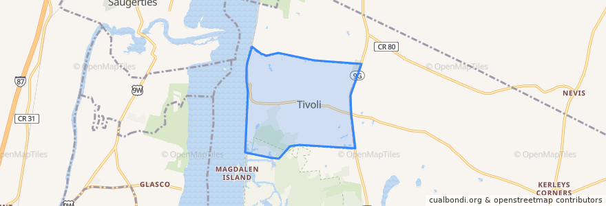 Mapa de ubicacion de Tivoli.