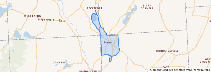 Mapa de ubicacion de Hamilton.