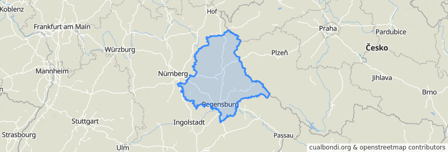 Mapa de ubicacion de Oberpfalz.