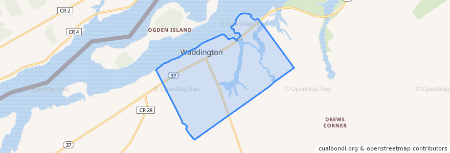 Mapa de ubicacion de Waddington.