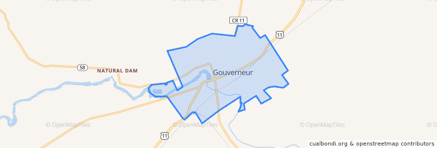 Mapa de ubicacion de Gouverneur.