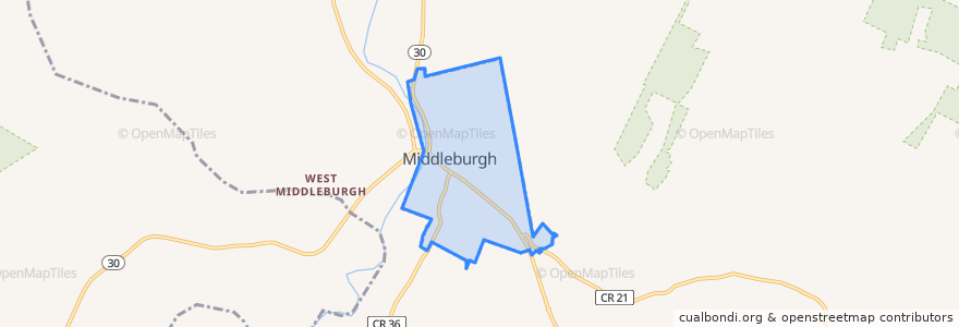 Mapa de ubicacion de Middleburgh.
