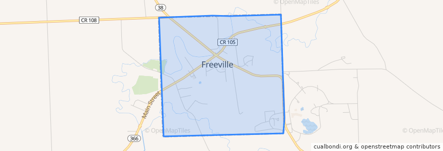 Mapa de ubicacion de Freeville.