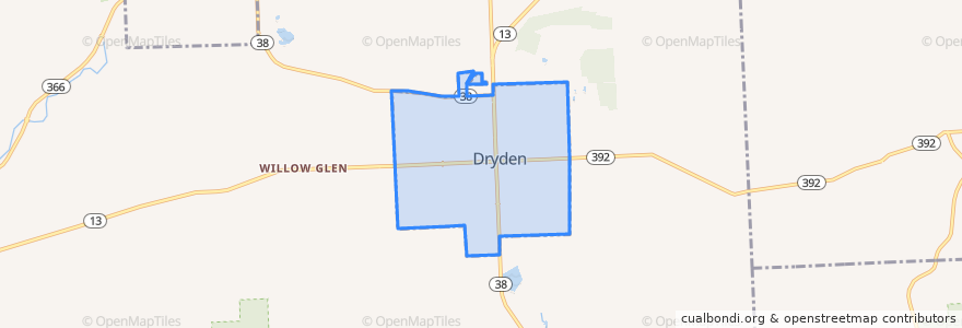 Mapa de ubicacion de Dryden.