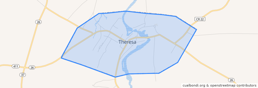 Mapa de ubicacion de Theresa.