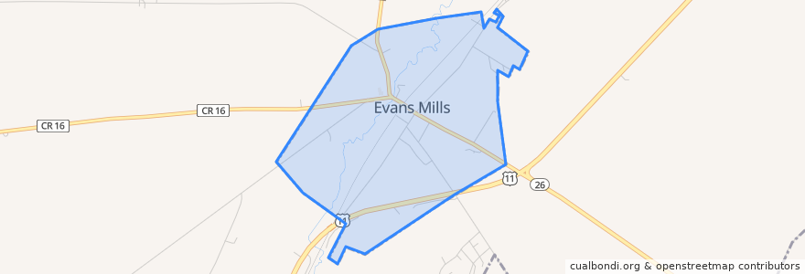 Mapa de ubicacion de Evans Mills.