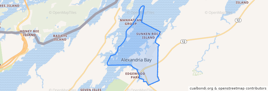 Mapa de ubicacion de Alexandria Bay.