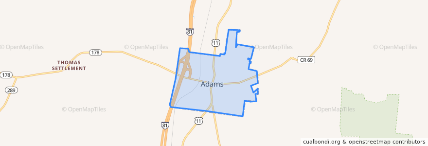 Mapa de ubicacion de Adams.