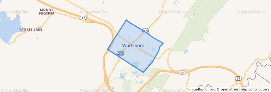 Mapa de ubicacion de Wurtsboro.