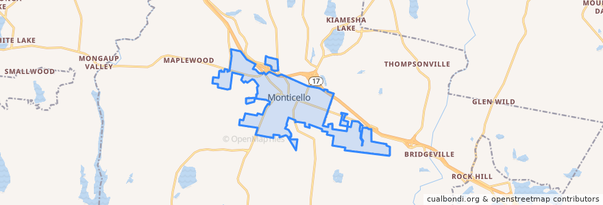 Mapa de ubicacion de Monticello.