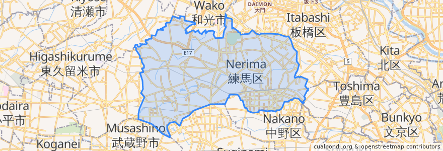 Mapa de ubicacion de 練馬区.