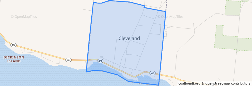 Mapa de ubicacion de Cleveland.