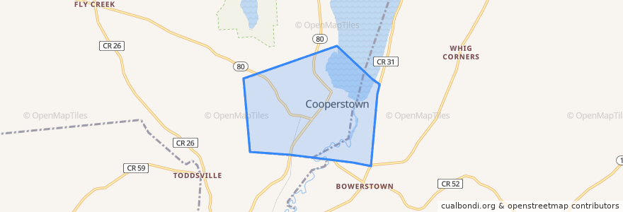 Mapa de ubicacion de Cooperstown.