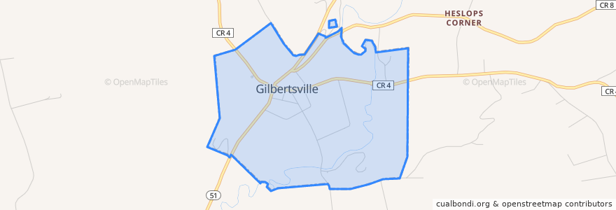 Mapa de ubicacion de Gilbertsville.