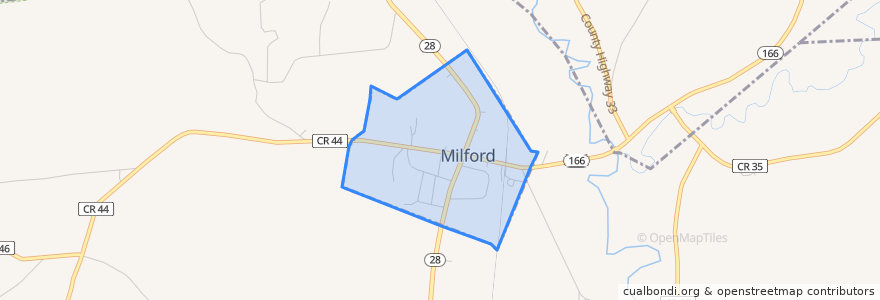 Mapa de ubicacion de Milford.