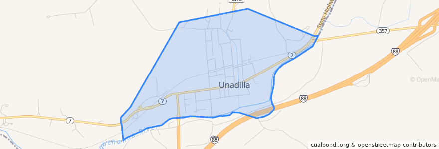 Mapa de ubicacion de Unadilla.
