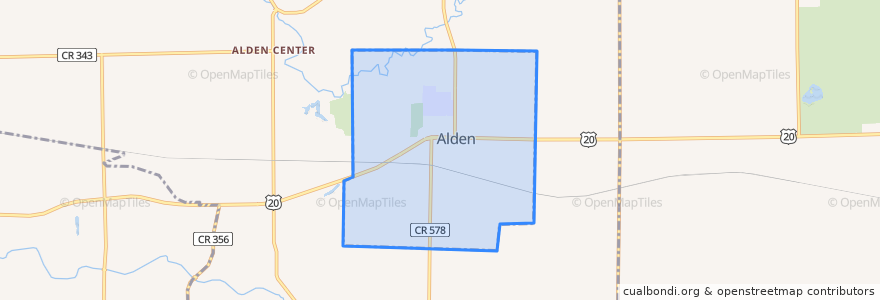 Mapa de ubicacion de Alden.