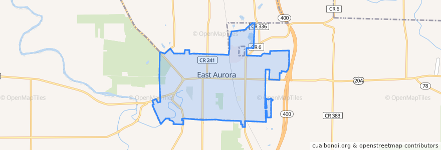 Mapa de ubicacion de East Aurora.