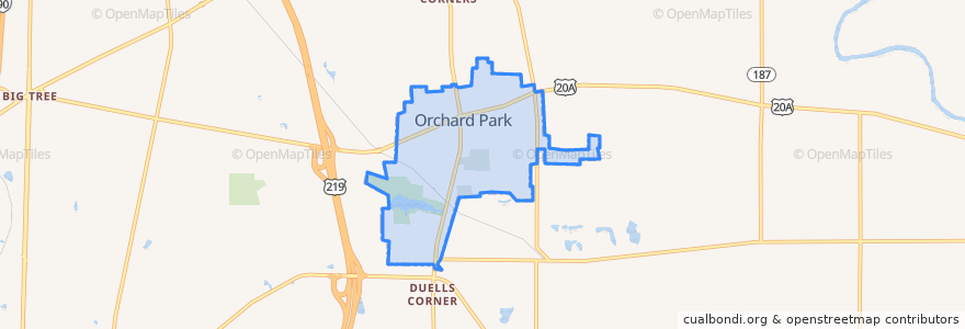 Mapa de ubicacion de Orchard Park.