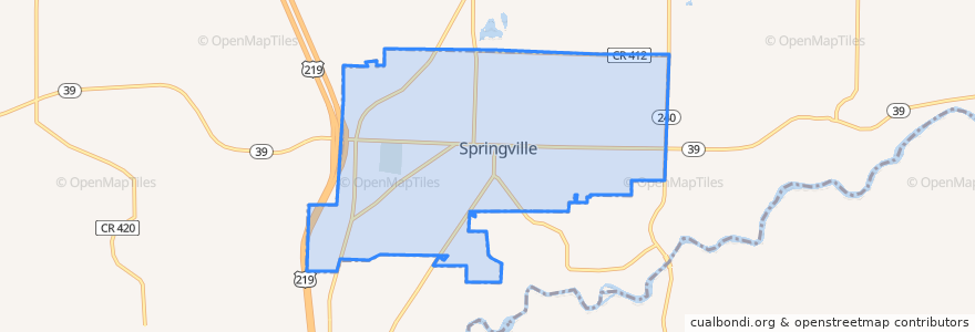 Mapa de ubicacion de Springville.