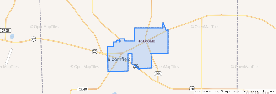 Mapa de ubicacion de Bloomfield.