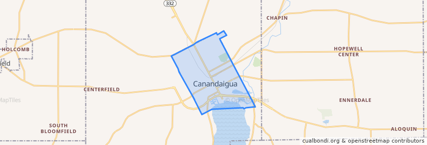 Mapa de ubicacion de Canandaigua.