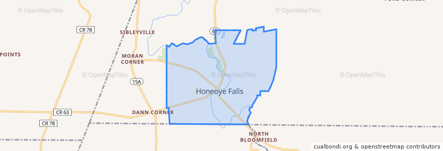 Mapa de ubicacion de Honeoye Falls.