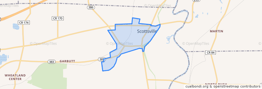 Mapa de ubicacion de Scottsville.