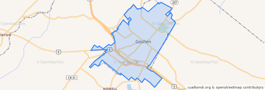 Mapa de ubicacion de Goshen.