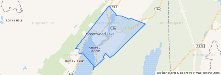 Mapa de ubicacion de Greenwood Lake.