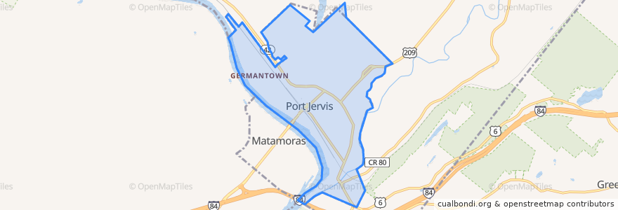 Mapa de ubicacion de Port Jervis.