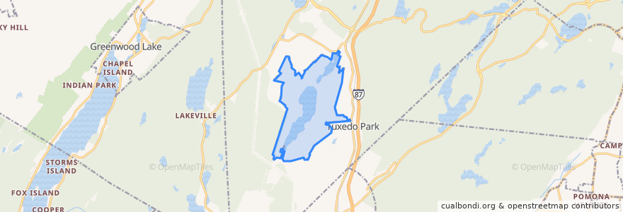 Mapa de ubicacion de Tuxedo Park.