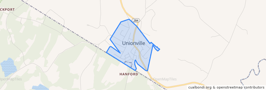 Mapa de ubicacion de Unionville.