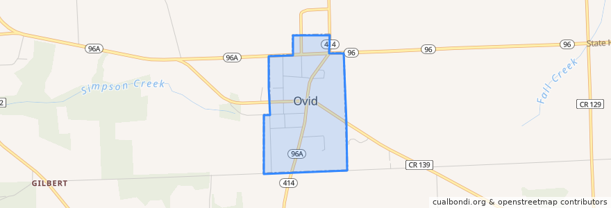 Mapa de ubicacion de Ovid.
