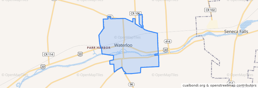 Mapa de ubicacion de Waterloo.