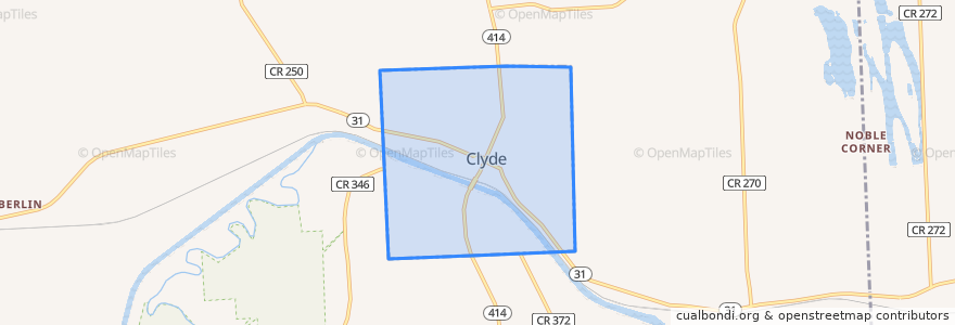 Mapa de ubicacion de Clyde.