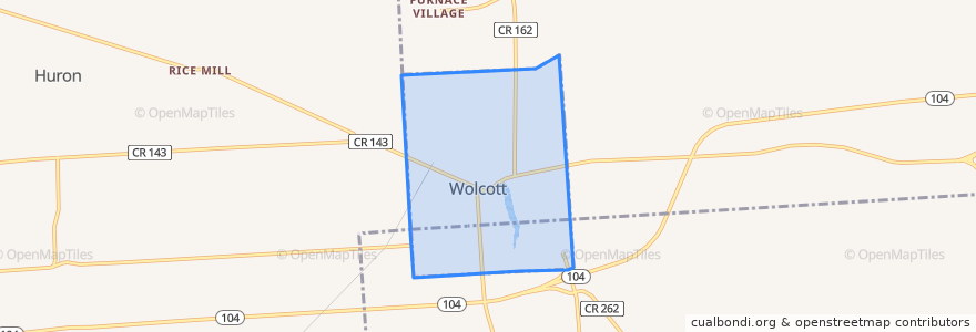 Mapa de ubicacion de Wolcott.