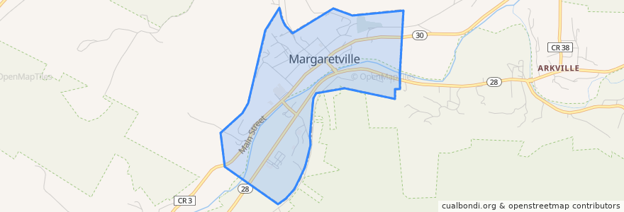 Mapa de ubicacion de Margaretville.