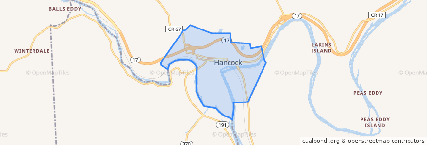 Mapa de ubicacion de Hancock.