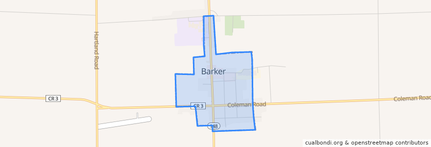 Mapa de ubicacion de Barker.