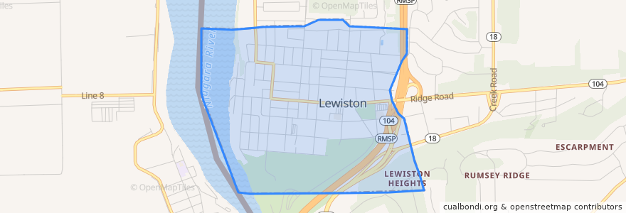 Mapa de ubicacion de Lewiston.