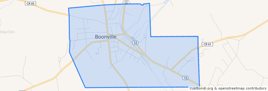 Mapa de ubicacion de Boonville.