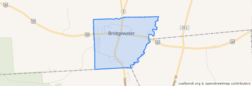 Mapa de ubicacion de Bridgewater.