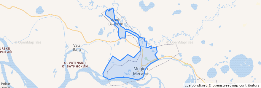 Mapa de ubicacion de городской округ Мегион.