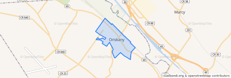 Mapa de ubicacion de Oriskany.