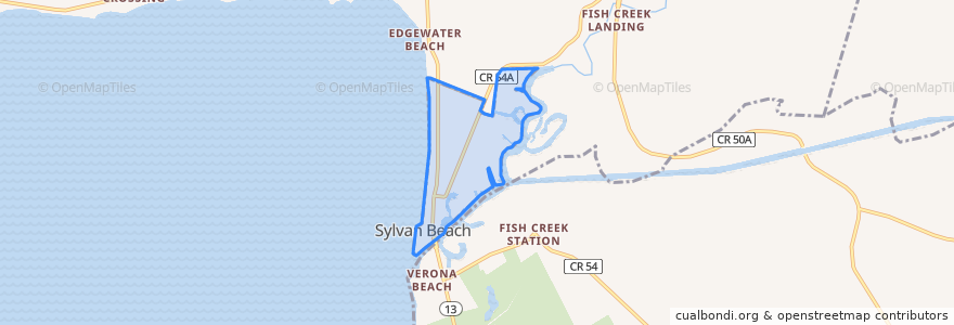 Mapa de ubicacion de Sylvan Beach.