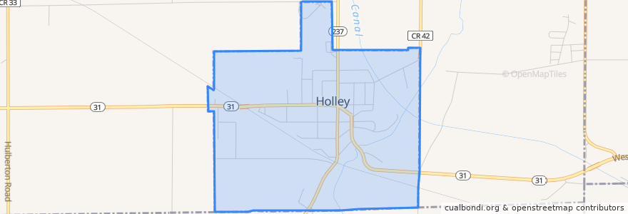 Mapa de ubicacion de Holley.