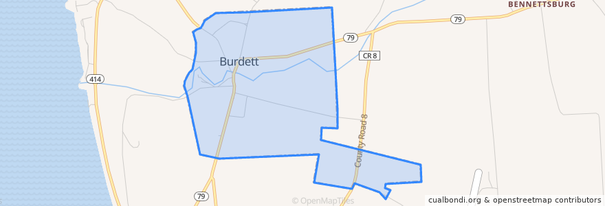 Mapa de ubicacion de Burdett.