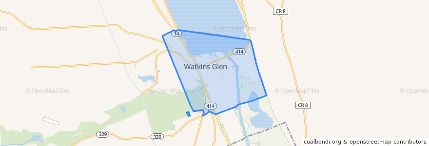 Mapa de ubicacion de Watkins Glen.